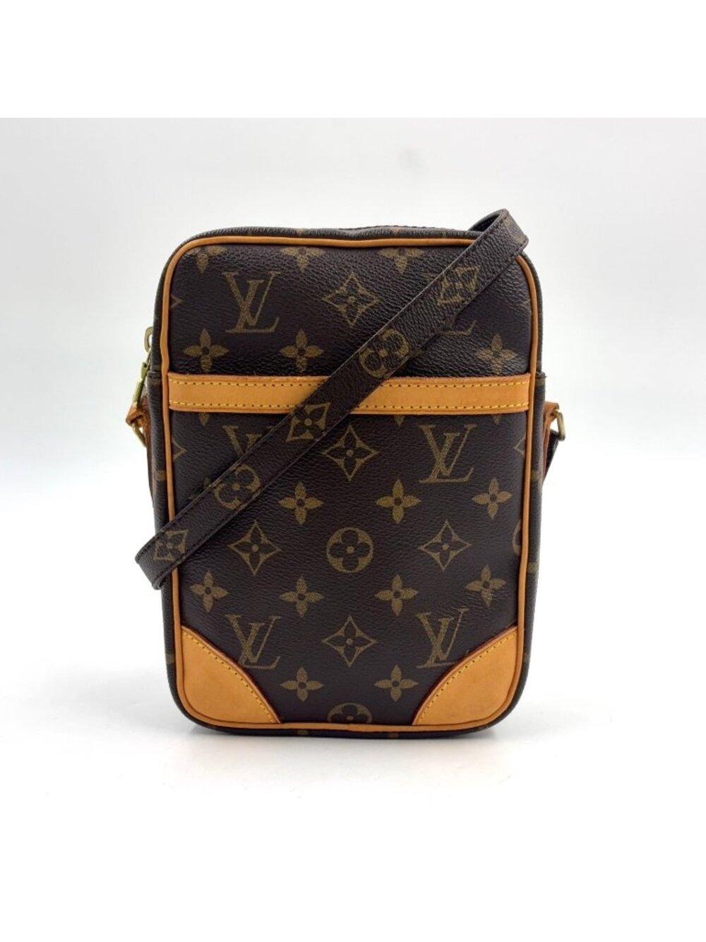 Louis Vuitton Danube Monogram Leather Brown Light Shoulder Bag Gold